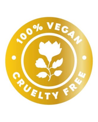 Aukso folijos etiketė „100% Vegan & Cruelty Free“, 50 mm, anglų k.