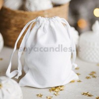 Medvilnės maišelis su sutraukiamu raišteliu, 14x19 cm, baltas